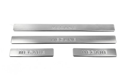 Door sills OmsaLine (4 pieces, stainless steel) for Renault Megane III 2009-2016 - Reelken Auto