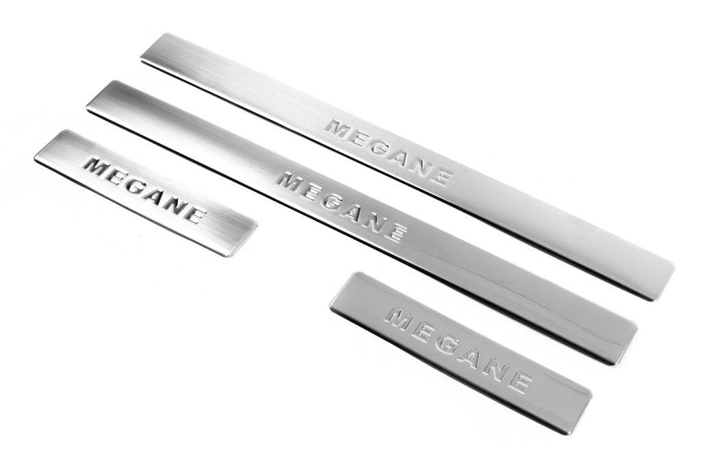 Door sills OmsaLine (4 pieces, stainless steel) for Renault Megane III 2009-2016 - Reelken Auto