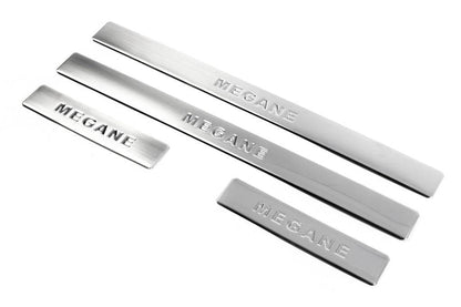 Door sills OmsaLine (4 pieces, stainless steel) for Renault Megane III 2009-2016 - Reelken Auto