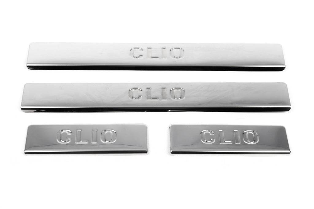 Door sills OmsaLine (4 pieces, stainless steel.) for Renault Clio IV 2012-2019 - Reelken Auto