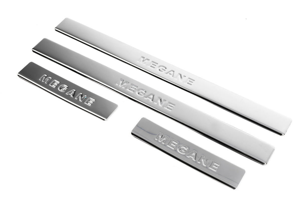 Stainless Steel Door Sill Protectors (Omsa, 4 pcs) for Renault Megane II 2004-2009 - image 1