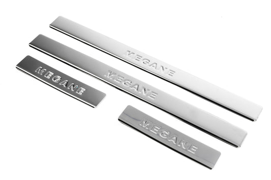 Stainless Steel Door Sill Protectors (Omsa, 4 pcs) for Renault Megane II 2004-2009 - image 1
