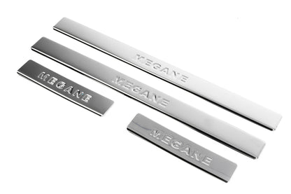 Stainless Steel Door Sill Protectors (Omsa, 4 pcs) for Renault Megane II 2004-2009 - image 1