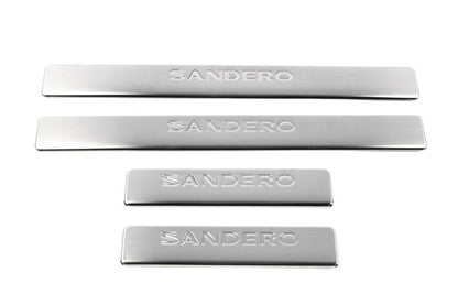 Door sills OmsaLine (4 pieces, stainless steel) for Renault Sandero 2007-2013 - Reelken Auto