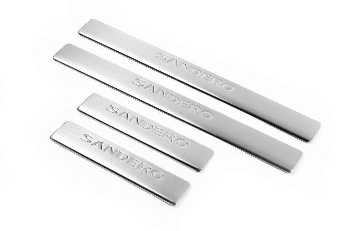 Door sills OmsaLine (4 pieces, stainless steel) for Renault Sandero 2007-2013 - Reelken Auto