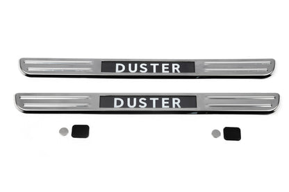Wireless illuminated door sills (2 pcs, stainless steel) for Renault Duster 2008-2017 - image 2