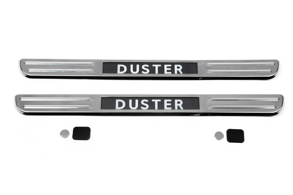 Wireless illuminated door sills (2 pcs, stainless steel) for Dacia Duster 2008-2018 - image 2