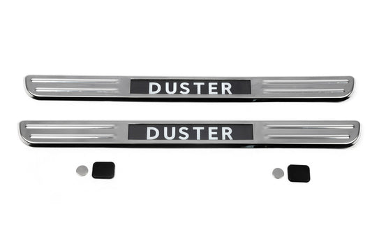 Wireless illuminated door sills (2 pcs, stainless steel) for Dacia Duster 2008-2018 - image 2