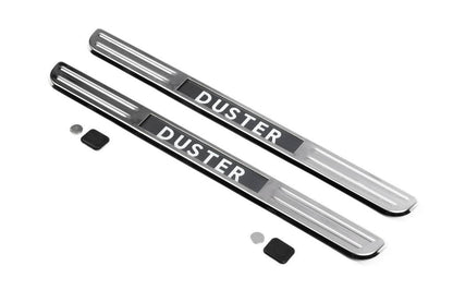 Wireless sills with illuminated (2 pcs, stainless steel) for Dacia Duster 2008-2018 - Reelken Auto