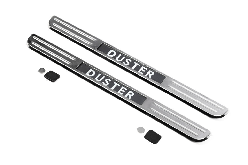 Wireless illuminated door sills (2 pcs, stainless steel) for Renault Duster 2008-2017 - image 3