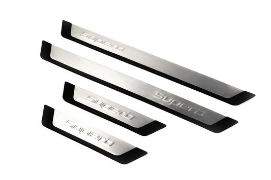 Door Sill Protectors OmsaLine (4 pcs, Stainless Steel) for Skoda Superb 2009-2015 - image 1