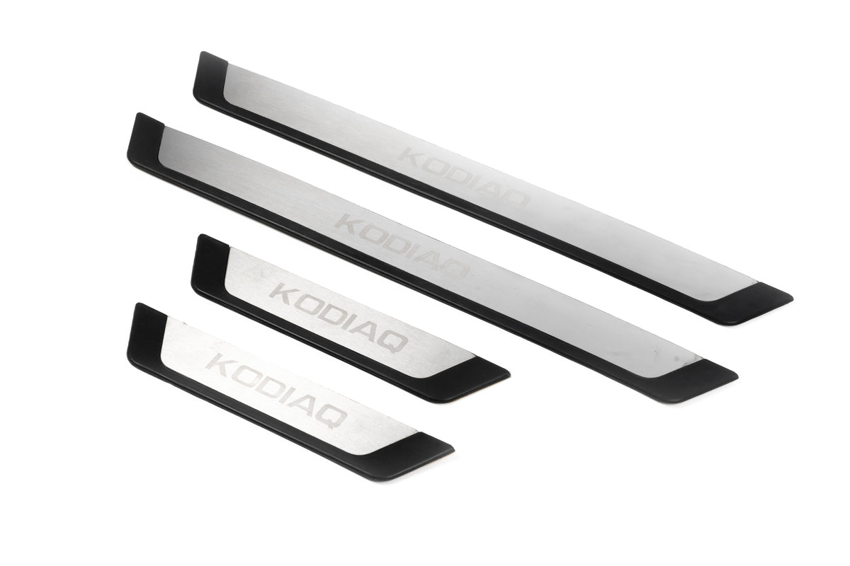 Door Sill Protectors OmsaLine-Flex (4 pcs, stainless steel) for Skoda Kodiaq 2016-2023 - image 1