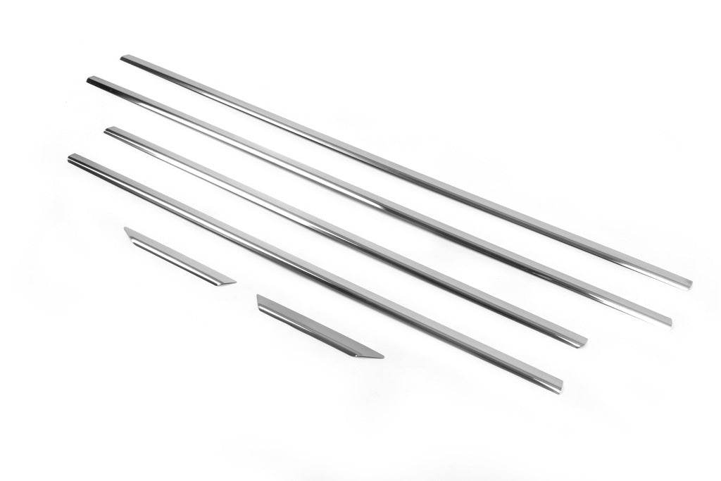 Covers for glass moldings (6 pcs., stainless steel) for Mercedes C-class W204 2007-2015 - Reelken Auto