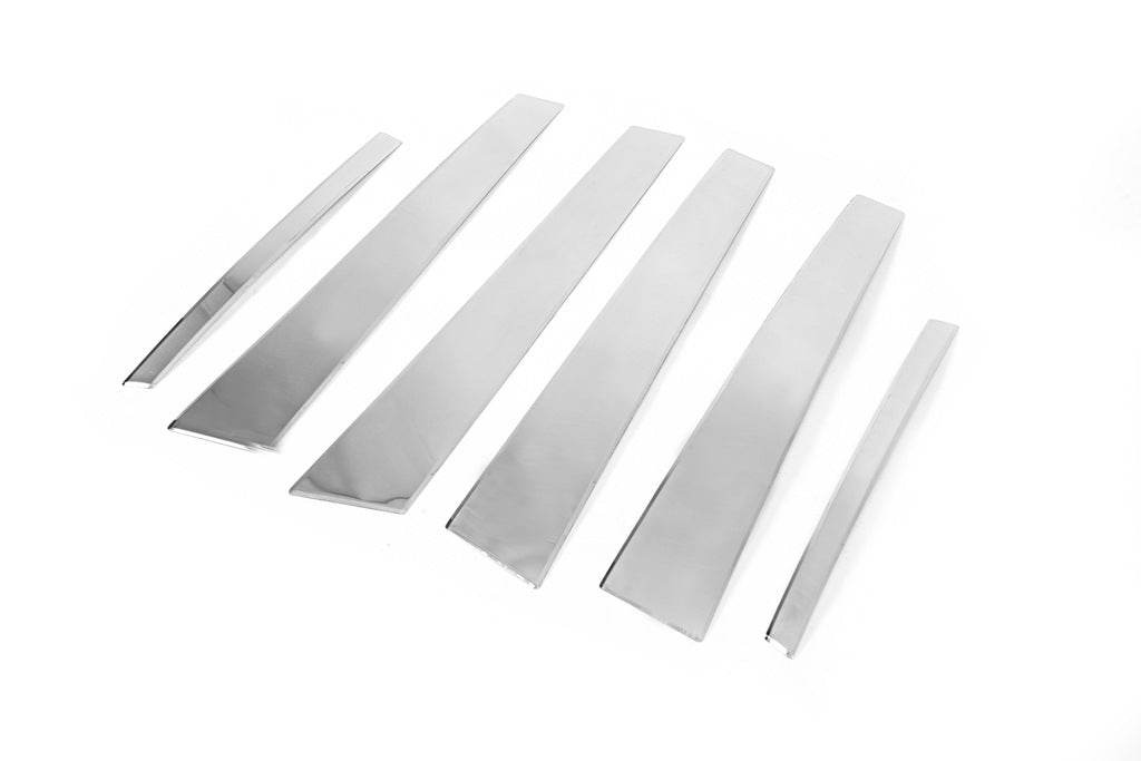 Door pillar moldings (6 pieces, stainless steel) for Mercedes E-class W211 2002-2009 - Reelken Auto