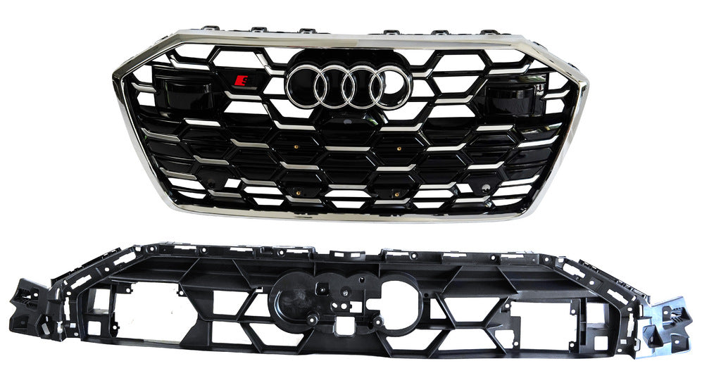 RS-style front grille (2024- , gray with chrome) for Audi A6 C8 2018- - image 1