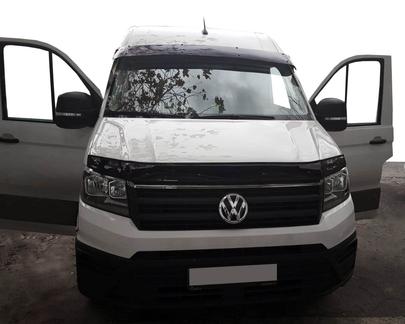 Windshield deflector (black gloss, 5mm) for Volkswagen Crafter 2016- - Reelken Auto