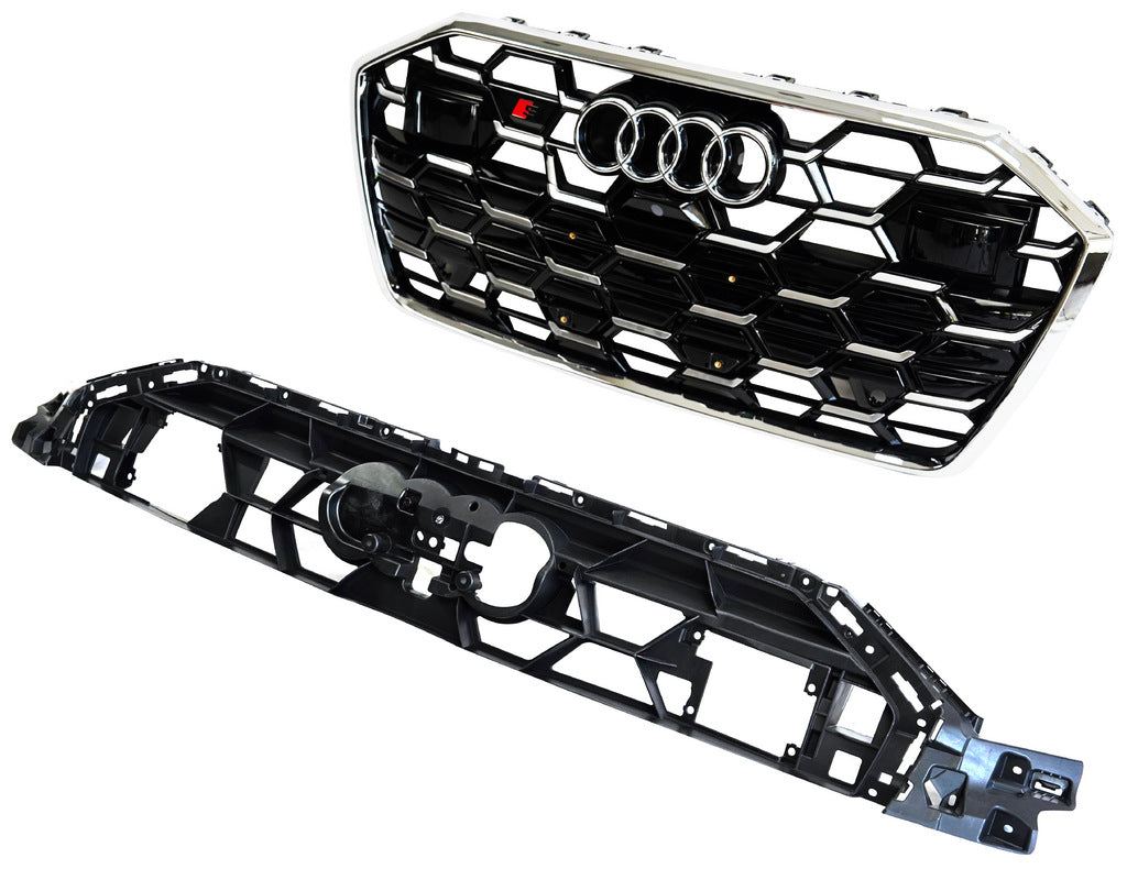 RS-style front grille (2024- , gray with chrome) for Audi A6 C8 2018- - image 5