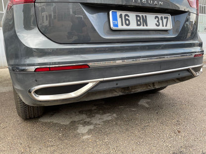 Covers imitating exhaust nozzles 2020+ (3 pcs, stainless steel) for Volkswagen Tiguan 2016-2023 - image 4
