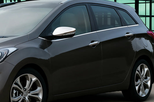 Mirror covers with indicator cut-out (2 pcs, stainless steel) for Hyundai I-30 2012-2017 - image 1