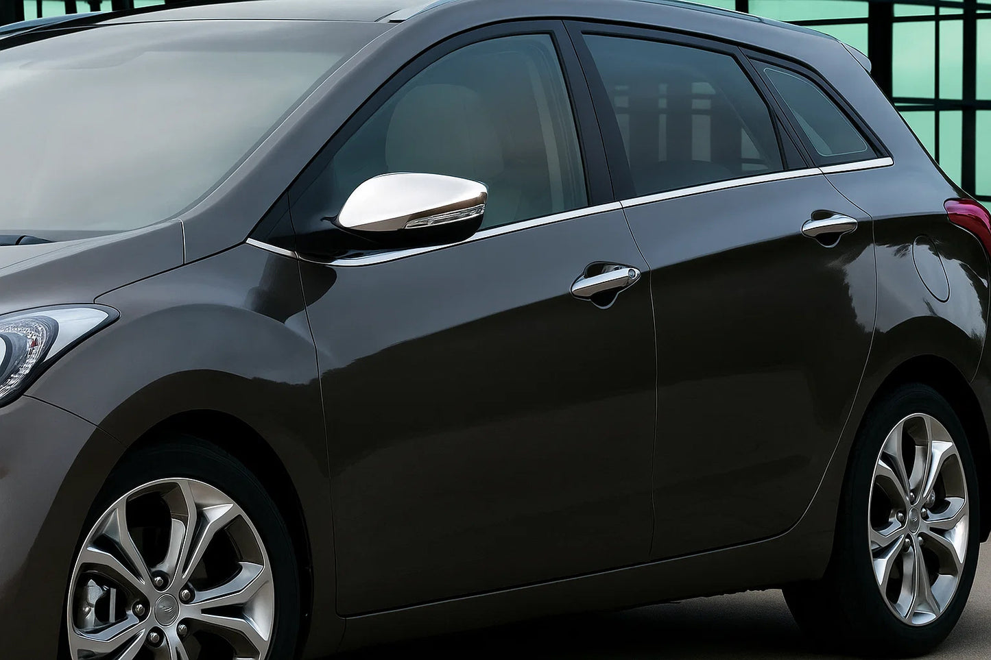 Mirror covers with indicator cut-out (2 pcs, stainless steel) for Hyundai I-30 2012-2017 - image 1