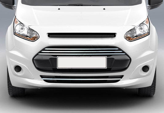Lining on the front bumper and grille (4 pieces, stainless steel) for Ford Connect 2014-2021 - Reelken Auto