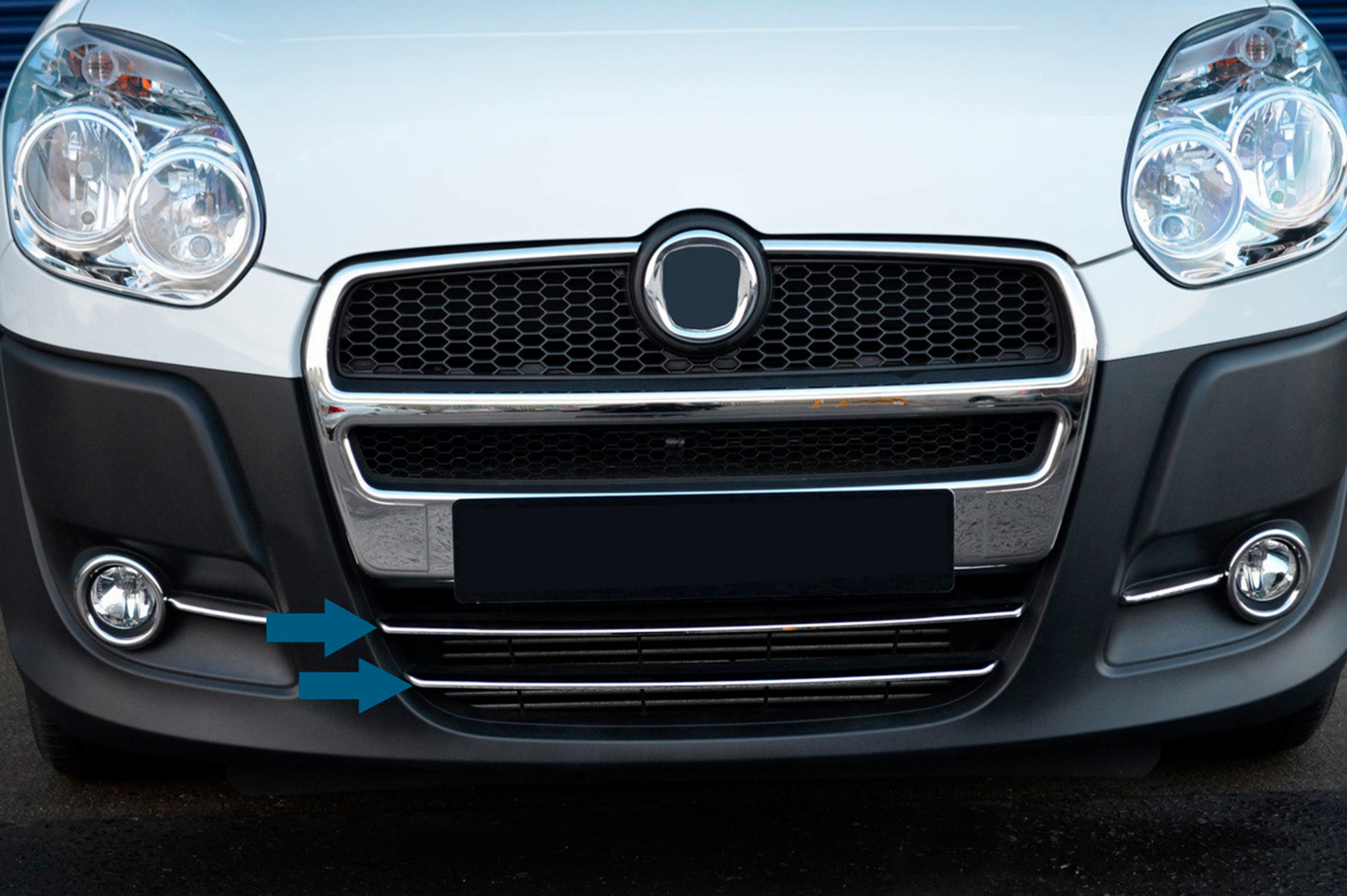 Lower grille trim (2010-2015, 2 pcs, stainless steel) for Fiat Doblo II 2010-2022 - image 2