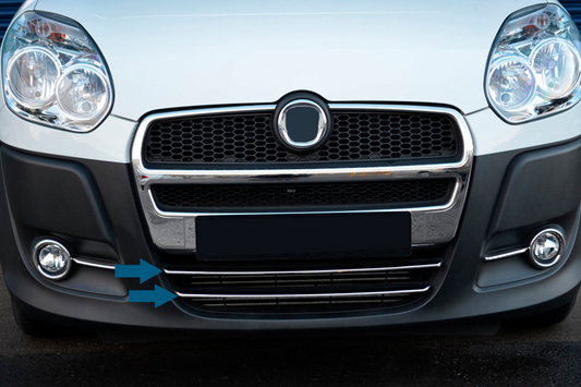 Lower grille trim (2010-2015, 2 pcs, stainless steel) for Fiat Doblo II 2010-2022 - image 2
