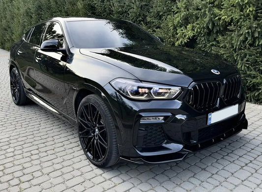 Kidney Grilles 1 Bar (2019-2022, Gloss Black) for BMW X6 G06 2019- - image 2