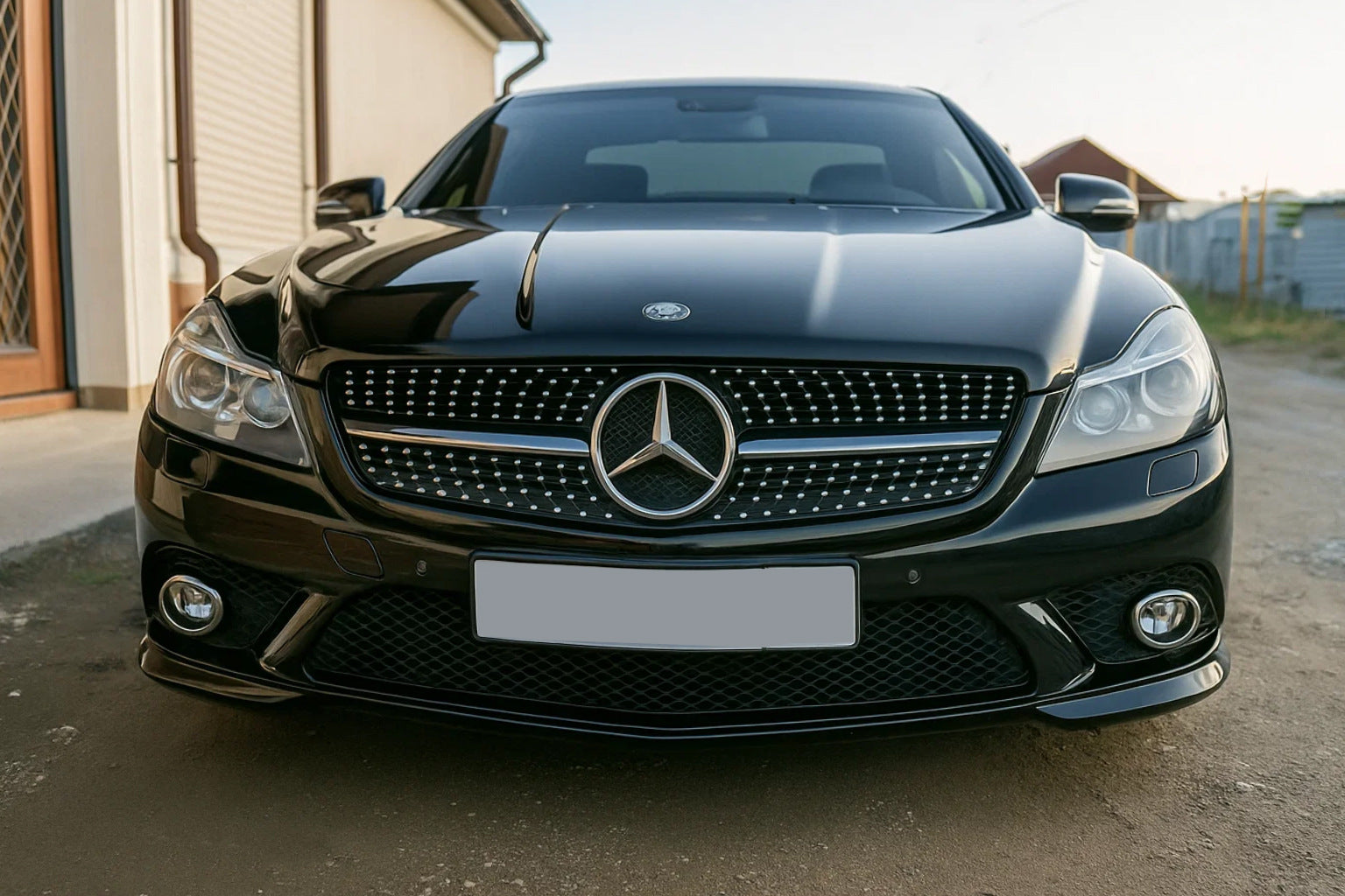Front Grille Diamond Black (2008-2011) for Mercedes SL R230 2001-2011 - image 3