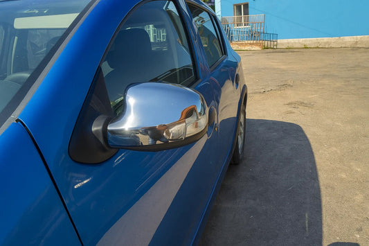 Mirror Covers (2 pcs, Stainless Steel) for Renault Logan II 2013-2022 - image 1