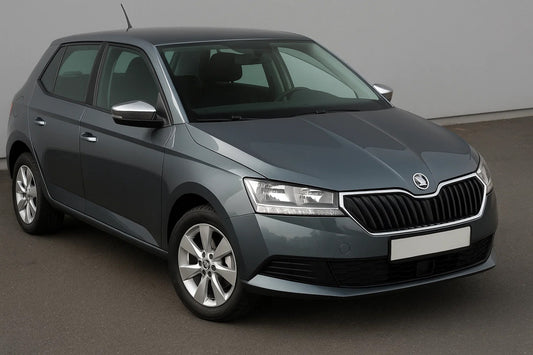 Mirror covers with indicator cutout (2 pcs, stainless steel) for Skoda Fabia 2014-2021 - image 1