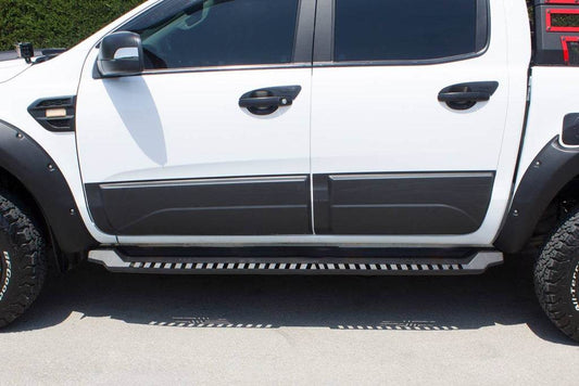 Side sills Dakar V1 without LED (2 pcs, metal) for Fiat Fullback 2016↗ - Reelken Auto