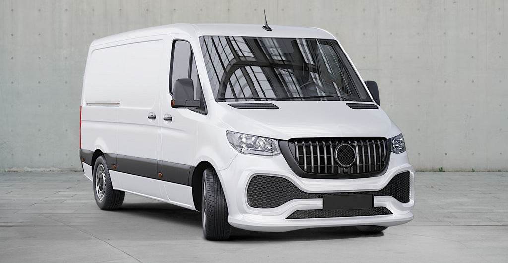 Front bumper with ABS grille (for painting) for Mercedes Sprinter W907/W910 2018↗ - Reelken Auto