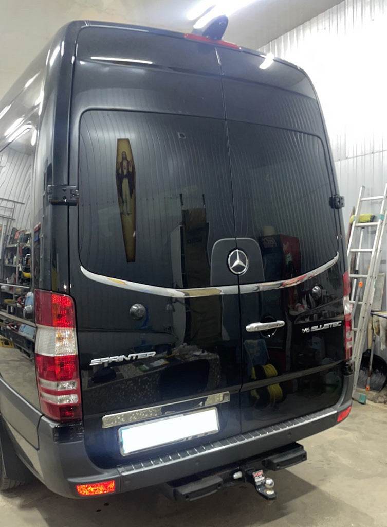 Rear glass edge Carmos (2 pcs, stainless steel) for Mercedes Sprinter W906 2006-2018 - Reelken Auto