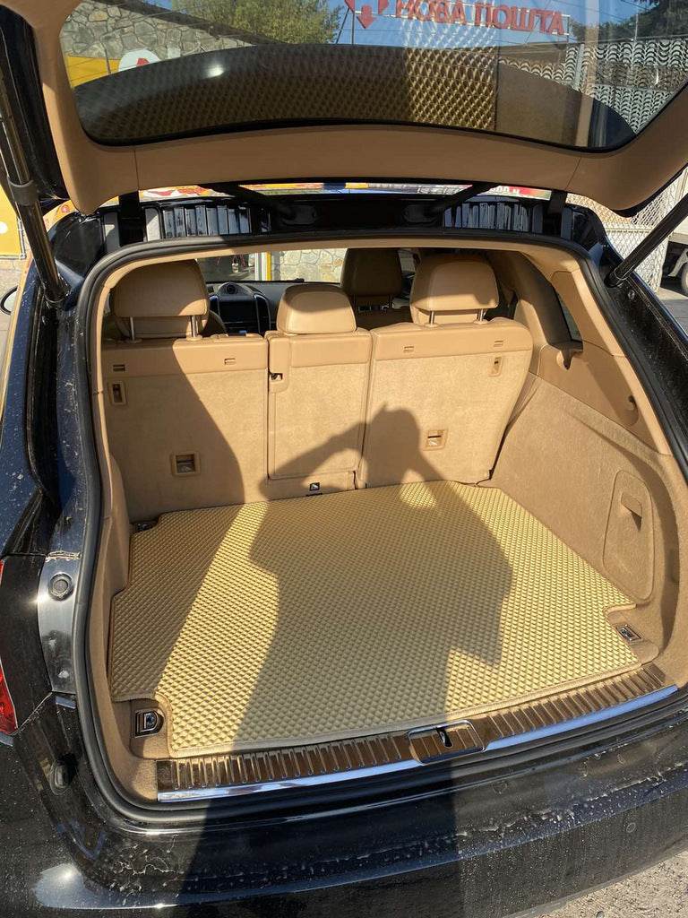 Trunk mat with subwoofer (EVA, beige) for Porsche Cayenne 2010-2017 - Reelken Auto