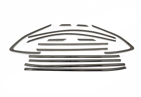 Window Moulding Trim OmsaLine (14 pcs, Stainless Steel) Black Chrome for Hyundai Tucson TL 2016-2021 - image 2