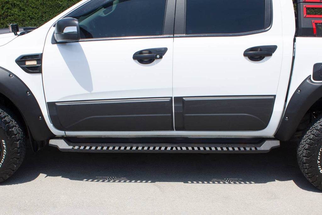 Side sills Dakar V1 without LED (2 pcs, metal) for SsangYong Musso II 2018 - Reelken Auto