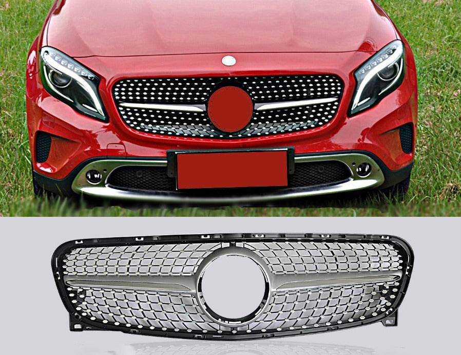 Front grill Diamond Silver (2014-2016) for Mercedes GLA X156 2014-2019 - Reelken Auto