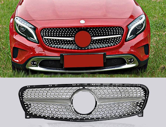 Front grill Diamond Silver (2014-2016) for Mercedes GLA X156 2014-2019 - Reelken Auto