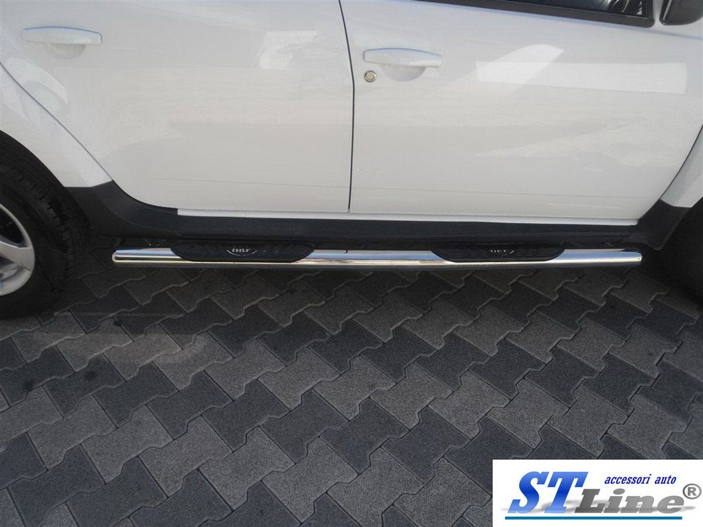 Side tubes with inserts (2 pcs, stainless steel) for Renault Duster 2008-2017 - image 2