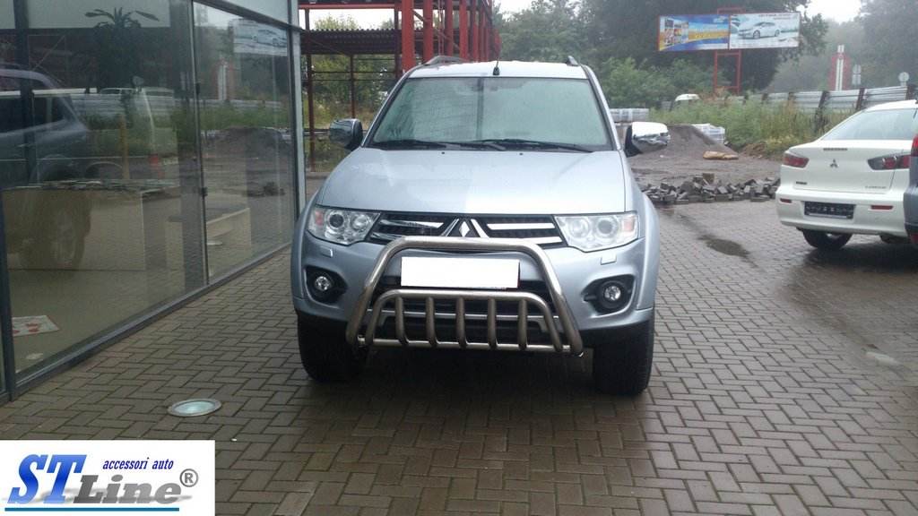 Front protection WT002 (stainless) for Mitsubishi Pajero Sport 2008-2015 - Reelken Auto