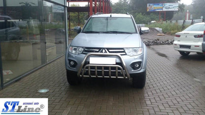 Front protection WT002 (stainless) for Mitsubishi Pajero Sport 2008-2015 - Reelken Auto