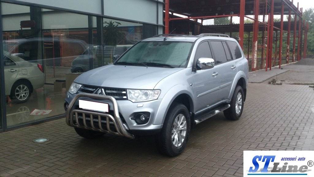Front protection WT002 (stainless) for Mitsubishi Pajero Sport 2008-2015 - Reelken Auto