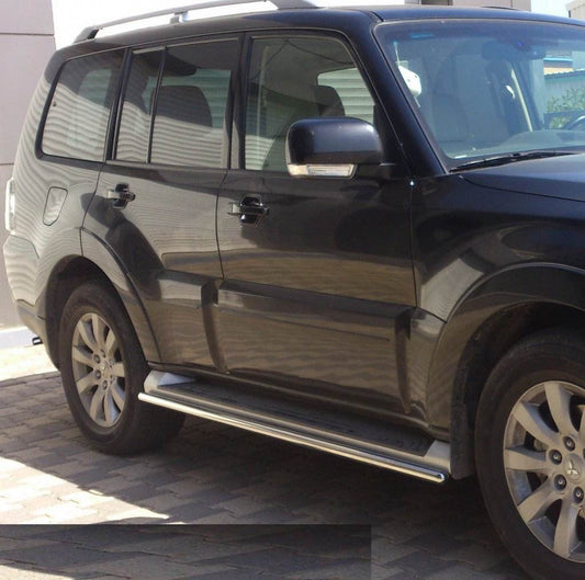 The side tube (2 PCs., stainless.) for Mitsubishi Pajero Wagon IV - Reelken Auto