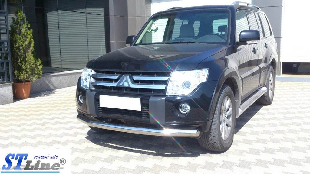 Front protection ST008 (stainless steel) for Mitsubishi Pajero Wagon IV - Reelken Auto