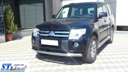 Front protection ST008 (stainless steel) for Mitsubishi Pajero Wagon IV - Reelken Auto