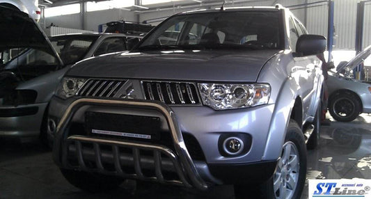 Front protection WT002 (stainless) for Mitsubishi Pajero Sport 2008-2015 - Reelken Auto