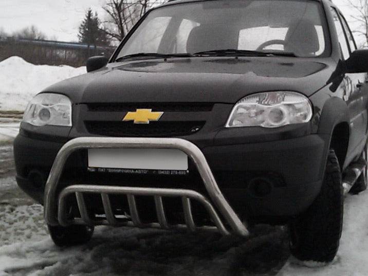 The WT002 bumper guard (stainless) for Chevrolet Niva - Reelken Auto
