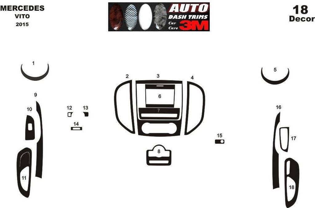 Dashboard Trim Covers for Mercedes Vito/V-class W447 2014- - image 6