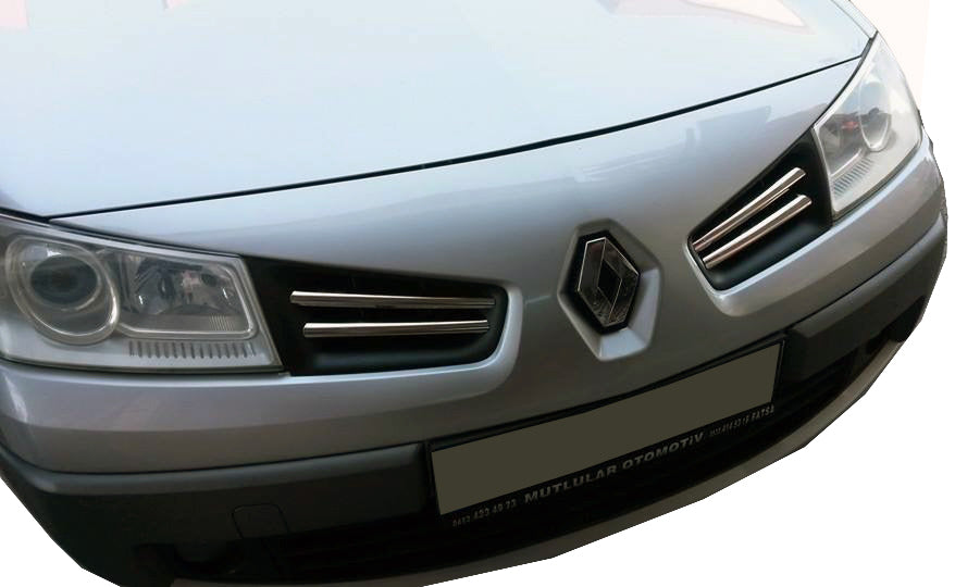 Chrome Grille Covers (Model 2006↗, 4 pcs, Stainless Steel) for Renault Megane II 2004-2009 - image 1